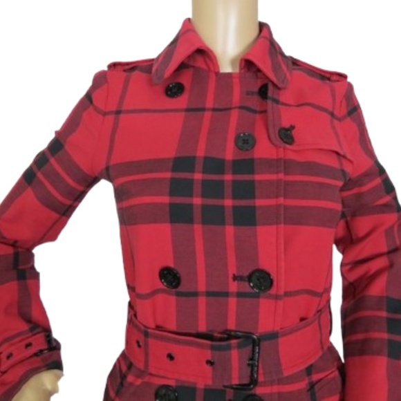 Michael Kors Plaid Trench Coat - Picture 2 of 10